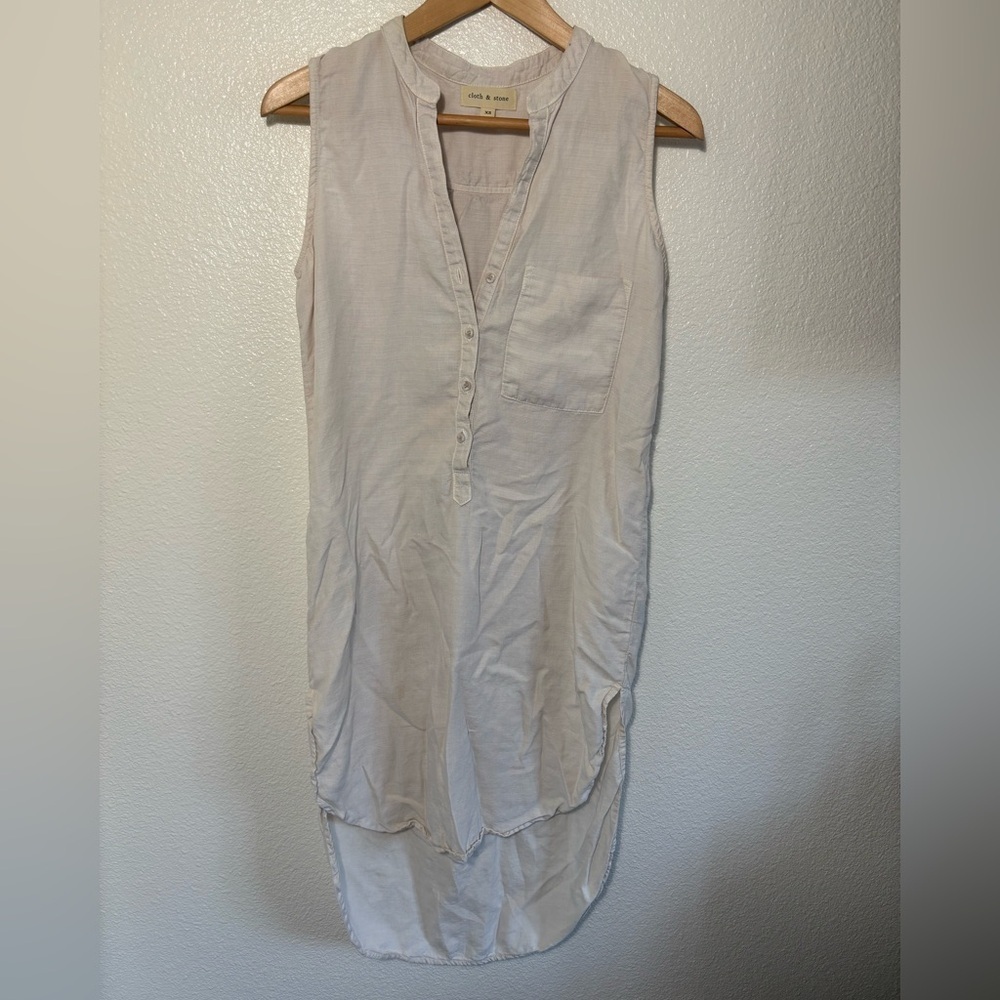 Cloth & Stone Linen Blend Off White Dress Size XS | casual | euro-summer
